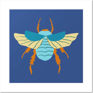 Flying Cyan Blue Beetle Posters and Art